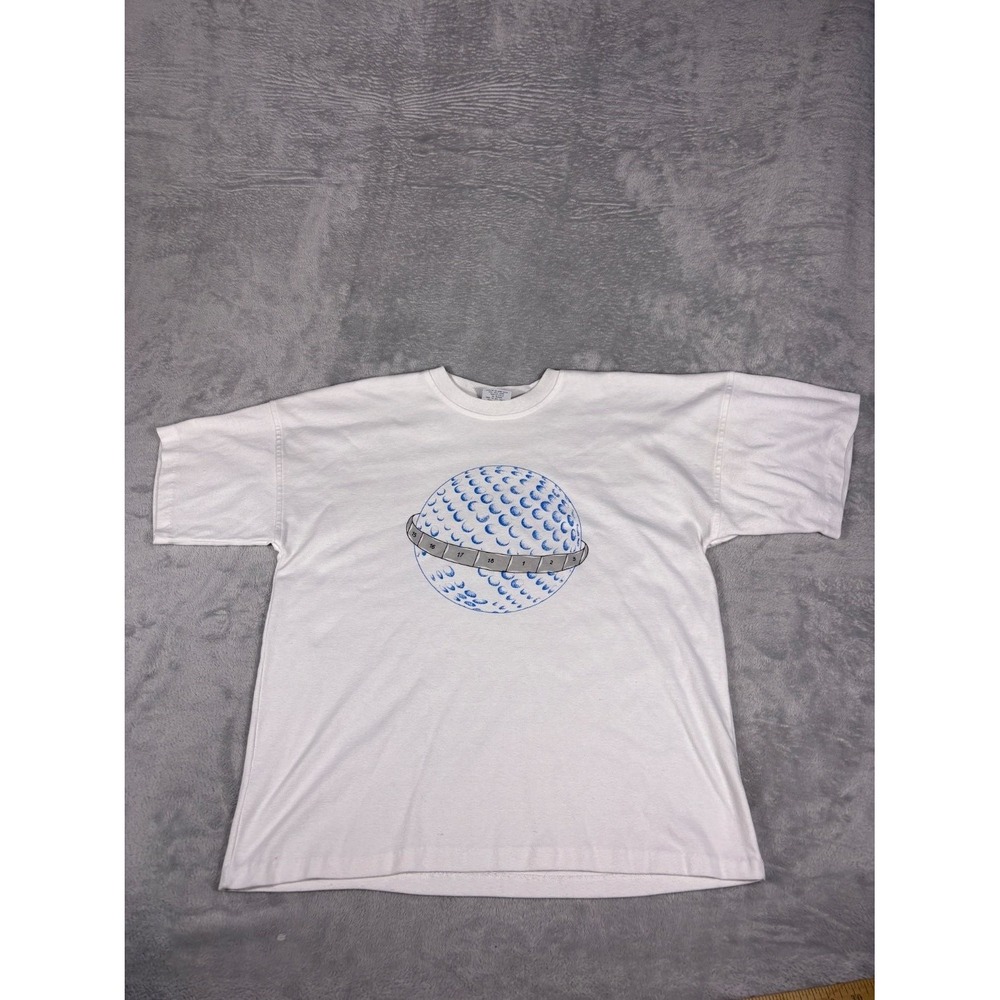 Vintage EB Naturally Golf T-Shirt Mens L White Crew Neck Short Sleeve Single
